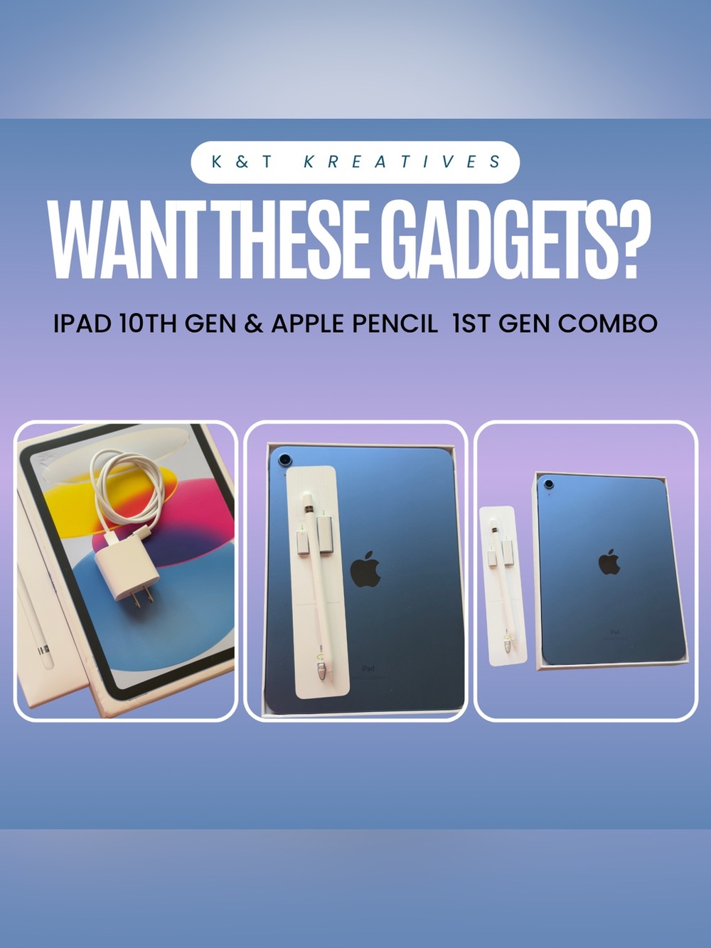 Apple iPad 10th Generation 10.9” Blue + Apple Pencil 1st Gen Bundle
